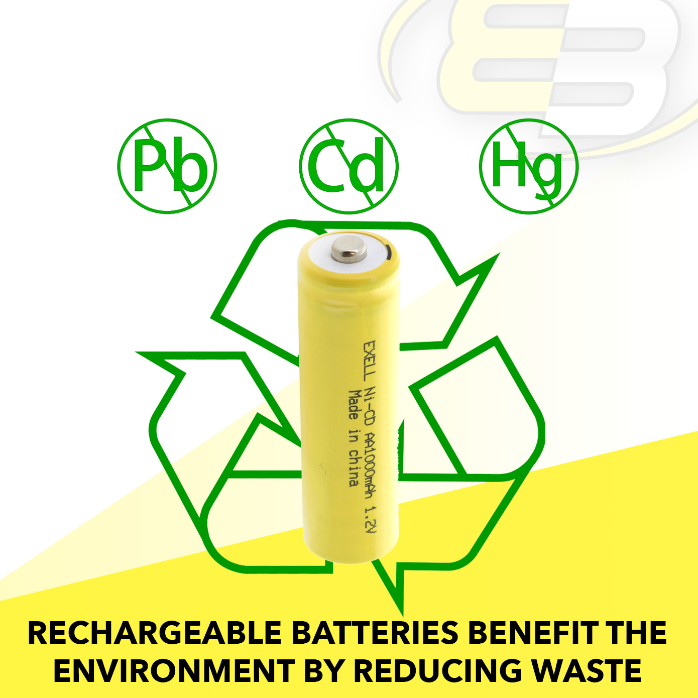 50x Exell AA 1.2V 1000mAh NiCD Button Top Rechargeable Batteries for Lawn Lamps