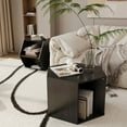 thumbnail image 2 of 2 Pieces Accent Coffee Table, Modern 47.24" Multi-Function Wood Side Table with Open Storage Space, Hexagonal Nightstand Set of 2 for Living Room, Bedroom, Black Brown, 2 of 9