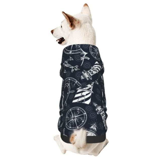 Fotbe Anchor and Lighthouse Sudadera con Estampado para Perros Pequeños – Suéter con Capucha para Mascotas, Tela Suave de Forro Polar con Bolsillo-Small