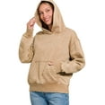 thumbnail image 4 of Zenana Fleece Acid Wash Kangaroo Pocket Hoodie, 4 of 5