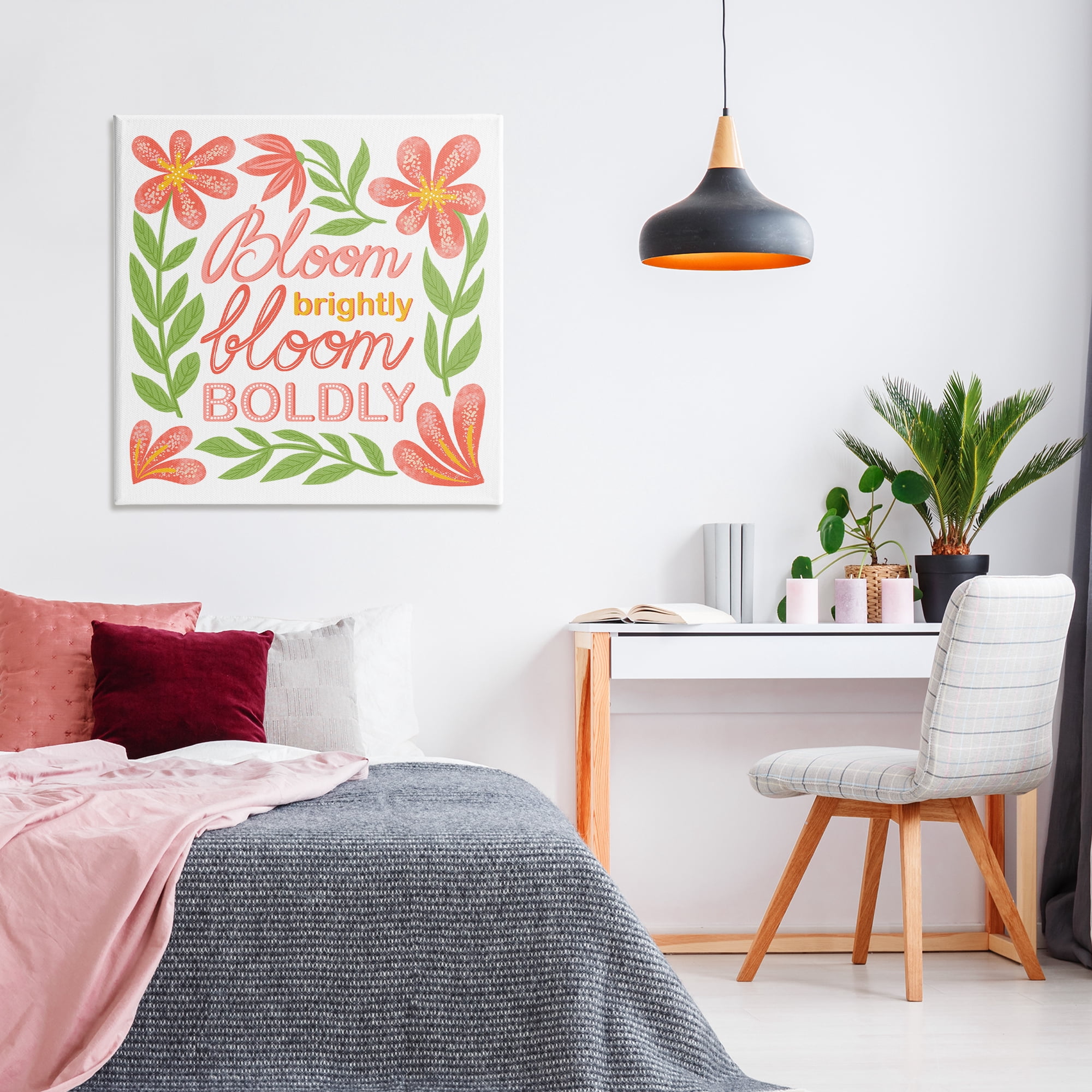 Stupell Industries Bloom Brightly Flower Border Plants & Flowers Painting Wrapped Canvas Art Print Wall Art, 36 x 36