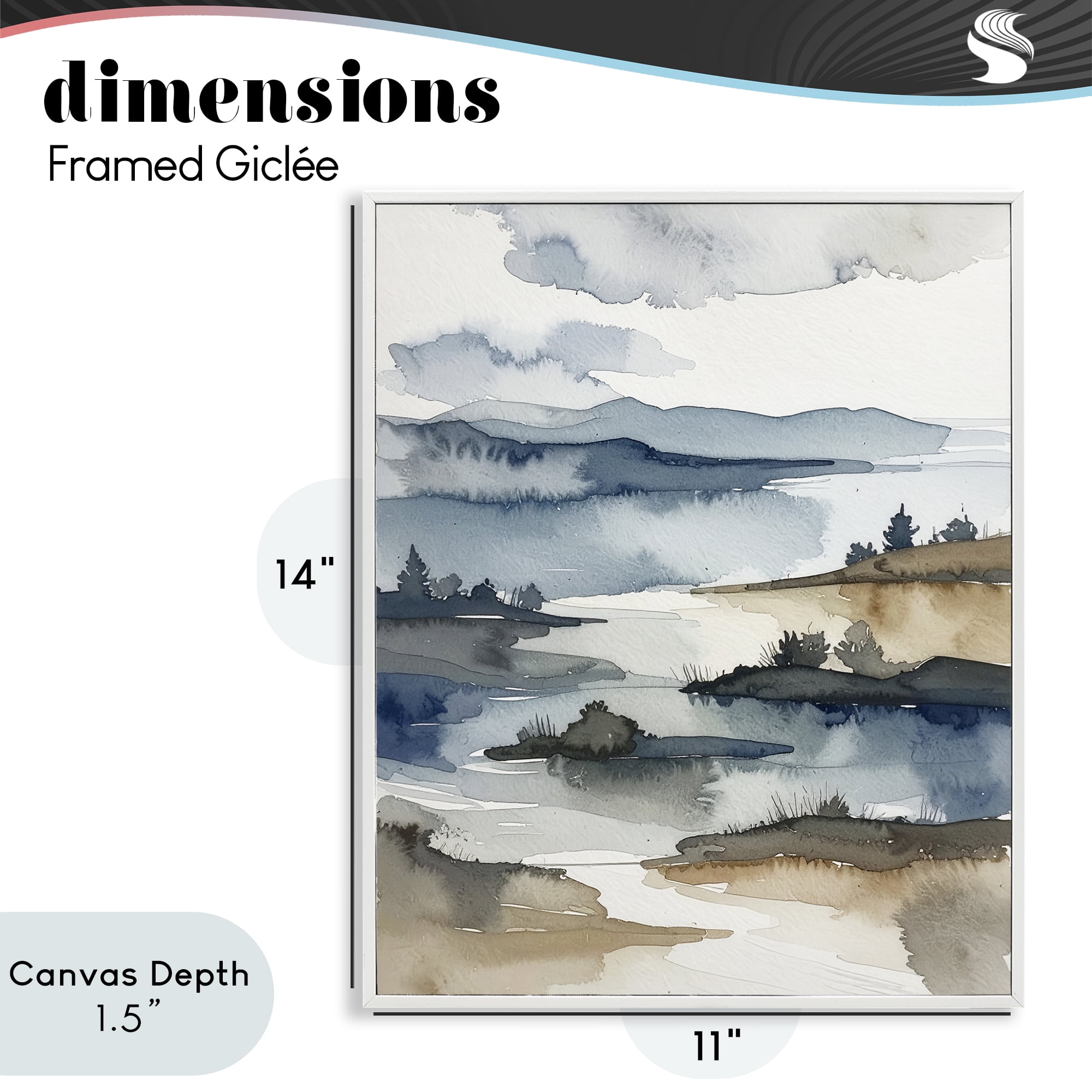 Stupell Industries The Flow Of Water White Framed Giclee Art, design by Alonza Saunders