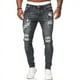 thumbnail image 4 of 2024 Nuevos pantalones vaqueros ajustados rasgados estilo callejero para hombre, pantalones de mezclilla lisos con lavado vintage, pantalones de mezclilla ajustados informales para hombre, pantalones, 4 of 5