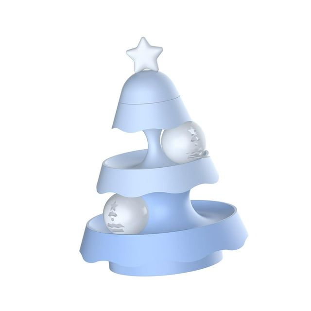 Rodillo de juguete para gatos, gatito interactivo, entrenamiento divertido, forma del de Navidad, juego ejercitador, juguetes para gatos, , 3 capas azul