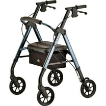NOVA Medical Products Star DX Heavy Duty Bariatric Rollator Walker with Extra Wide Padded Seat, 8” Wheels, Fold Lock Feature, with Adjustable Seat Height & 450 lb Weight Capacity, Blue