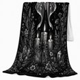thumbnail image 2 of Luna moth moon phases candles crystals black Flannel Blanket for bedroom reading nook gothic celestial Home Decor mystical botanical night Gift for moth lovers fans, 2 of 9
