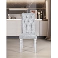 thumbnail image 4 of Home Design Reston 7-Piece Rectangular Dining Table with 6 Diamond-Tufted Cushioned Chairs, Turned Legs, Modern Elegant Design, White/Shiny Silver Gray, 4 of 5