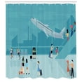 thumbnail image 3 of Airport Shower Curtain, Cartoon Design Terminal Composition with Take Off Plane and People Walking Sitting, Fabric Bathroom Set with Hooks, 69W X 70L Inches, Multicolor, by Ambesonne, 3 of 3