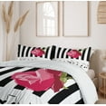thumbnail image 6 of Ambesonne Modern Duvet Cover Sets, Red Rose on the Piano, 2-Queen, Pink Black White, 6 of 7