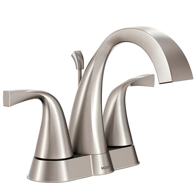 Moen WS84660SRN Oxby Two-handle Centerset Bathroom Sink Faucet, Spot Resist Brushed Nickel