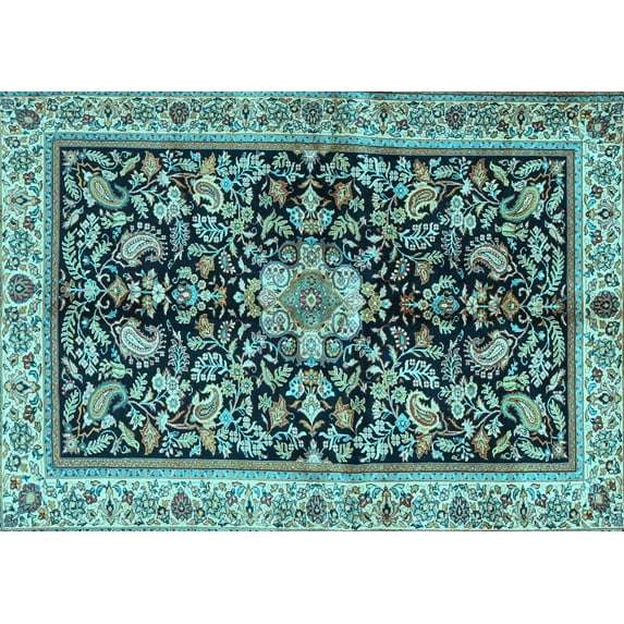 Ahgly Company Indoor Rectangle Animal Light Blue Traditional Area Rugs, 3' x 5'