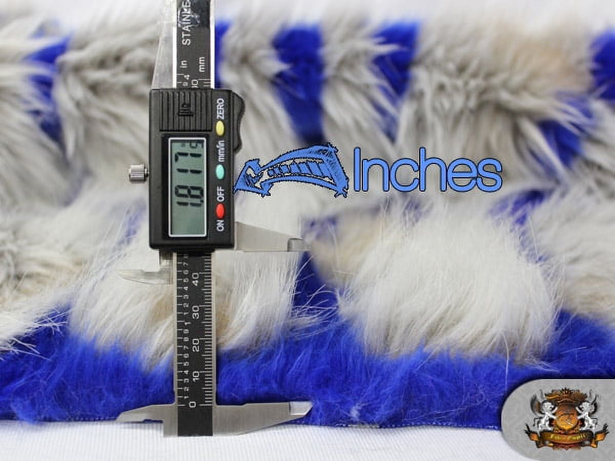 FAUX FUR LONG PILE BRICKS FUR BLUE GREY FABRIC