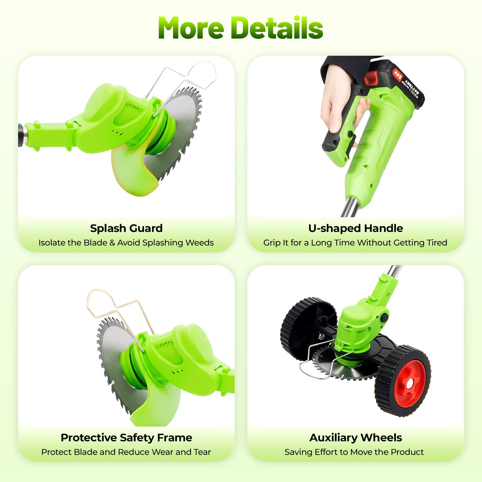 Cordless Grass Trimmer, Electric Grass Trimmer, Lawn Mower With Auxiliary Wheels,  650W