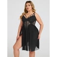 thumbnail image 4 of SHOWMALL Womens Plus Size Lingerie Lace Sexy Strap Chemise Sleepwear V-Neck Nightdress, 4 of 6