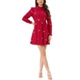 thumbnail image 1 of Vestido de camisa mini floral rojo de manga larga con cuello de solapa y botones para mujer Inspire Chic talla S, 1 of 6