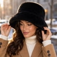 thumbnail image 5 of Lumtrix Faux Fur Winter Hats For Women Winter Christmas Stocking Stuffers Fluffy Solid Color Cap Black One Size, 5 of 5
