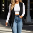 thumbnail image 2 of Women's Fringe Vest Lapel Vest Sleeveless Vest Trendy Fall Spring Layerlook Black M, 2 of 9