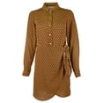 thumbnail image 5 of Women's Printed Button Down Collar Tie Waist Shirt Dress X-Small, 5 of 5