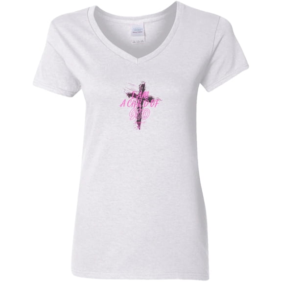 I Am a Child of God Ladies V-Neck Tee Shirt
