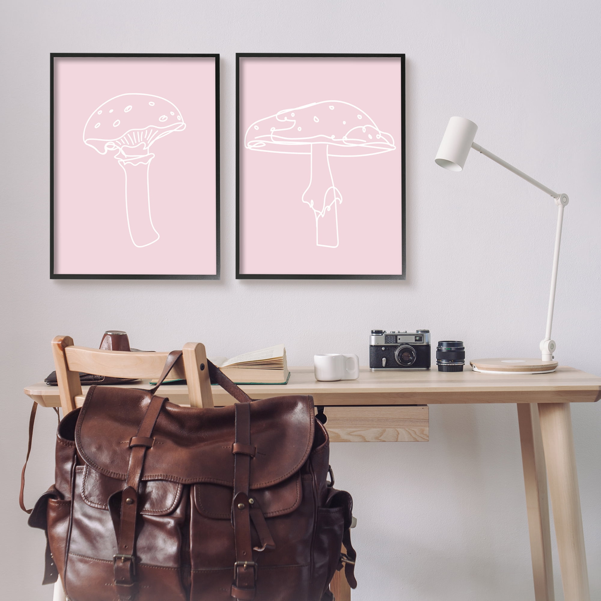 Stupell Industries Pastel Mushroom Doodles Botanical & Floral Painting Black Framed Art Print Wall Art, 24 x 30, Set of 2