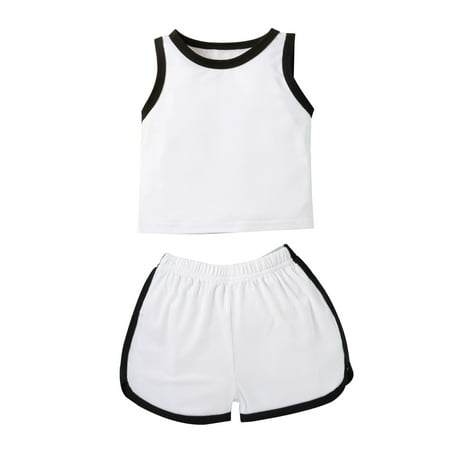 

2pcs Toddler Baby T-shirt Summer Sleeveless Clothes Set Boys Kids Girls Tops Shorts Outfits Tracksuit Boys Outfits Set Sweatsuit for Girls Size 8