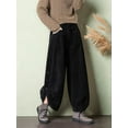 thumbnail image 4 of Women'S Corduroy Wide Leg Pants, Fall Winter High Waist Bootcut Cropped Trousers Casual Loose Black XXL, 4 of 8