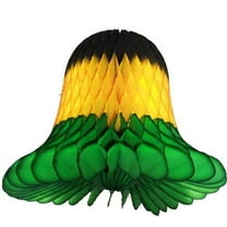 3-pack 9 Inch Hanging Honeycomb Tissue Paper Bell Decoration, Jamaican, by Devra Party (Black, Yellow, Green)