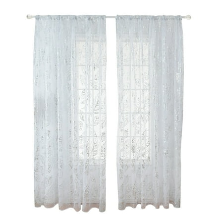 Sheer Curtains Feather Print Window Screen Curtains For Living