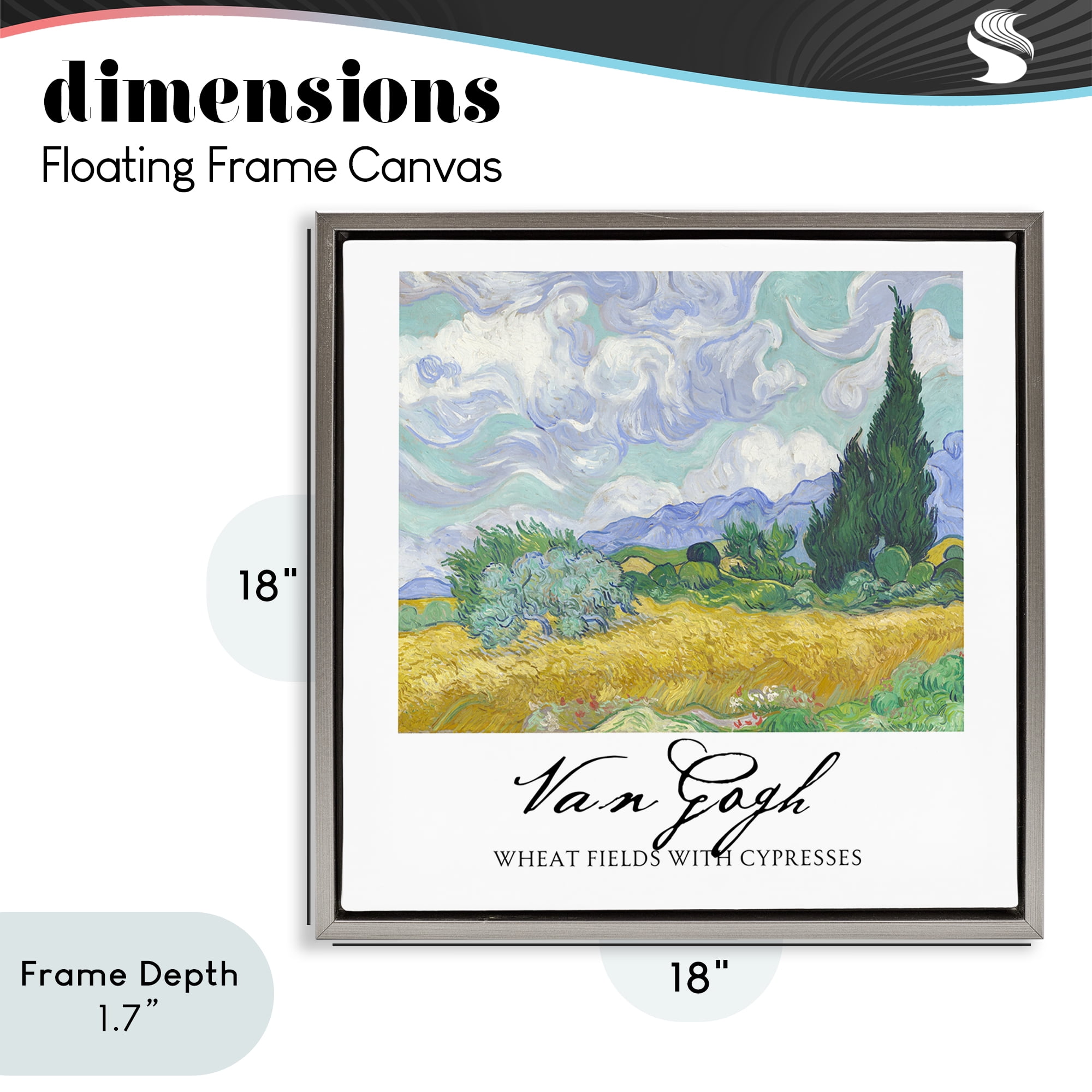 Stupell Industries Van Gogh Wheat Field with Cypresses Gray Framed Floater Canvas Wall Art, design by Vintage Hustle