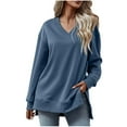 thumbnail image 2 of Babysbule Chandails Sans Capuche pour Femmes Automne et Hiver Mode Col en V Manches Longues, 2 of 5