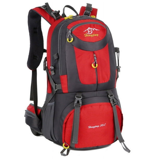 50L Bolso de Senderismo Multifuncional Rojo 2024, Gran Capacidad, Impermeable, Al Aire Libre, Mochila para Excursionismo de Verano
