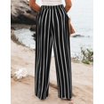 thumbnail image 4 of Women's cotton and linen casual straight wide-leg loose drawstring elastic waist trousers, 4 of 9