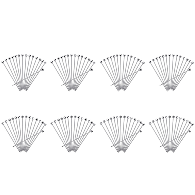 120Pcs Cocktail Picks, 4 Inch Reusable Stainless Steel Martini Picks Cocktail Toothpicks for Olives Appetizers Sandwich
