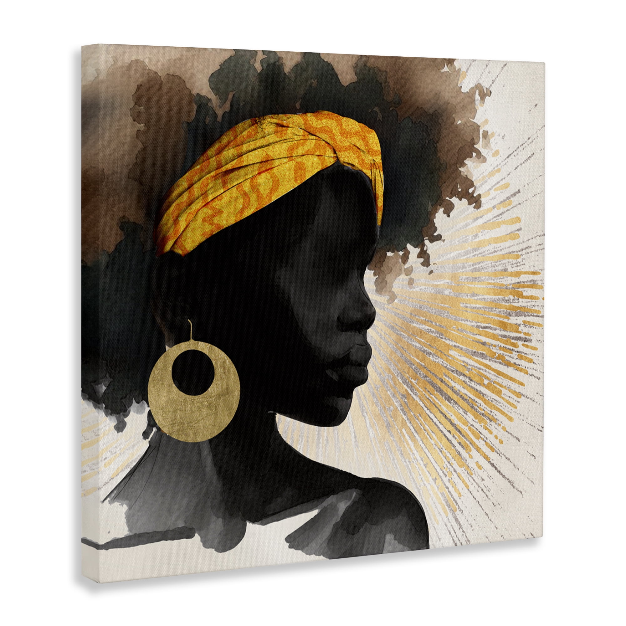 Stupell Industries Sunburst Silhouette with Headwrap Canvas Wall Art, design by CAD Designs