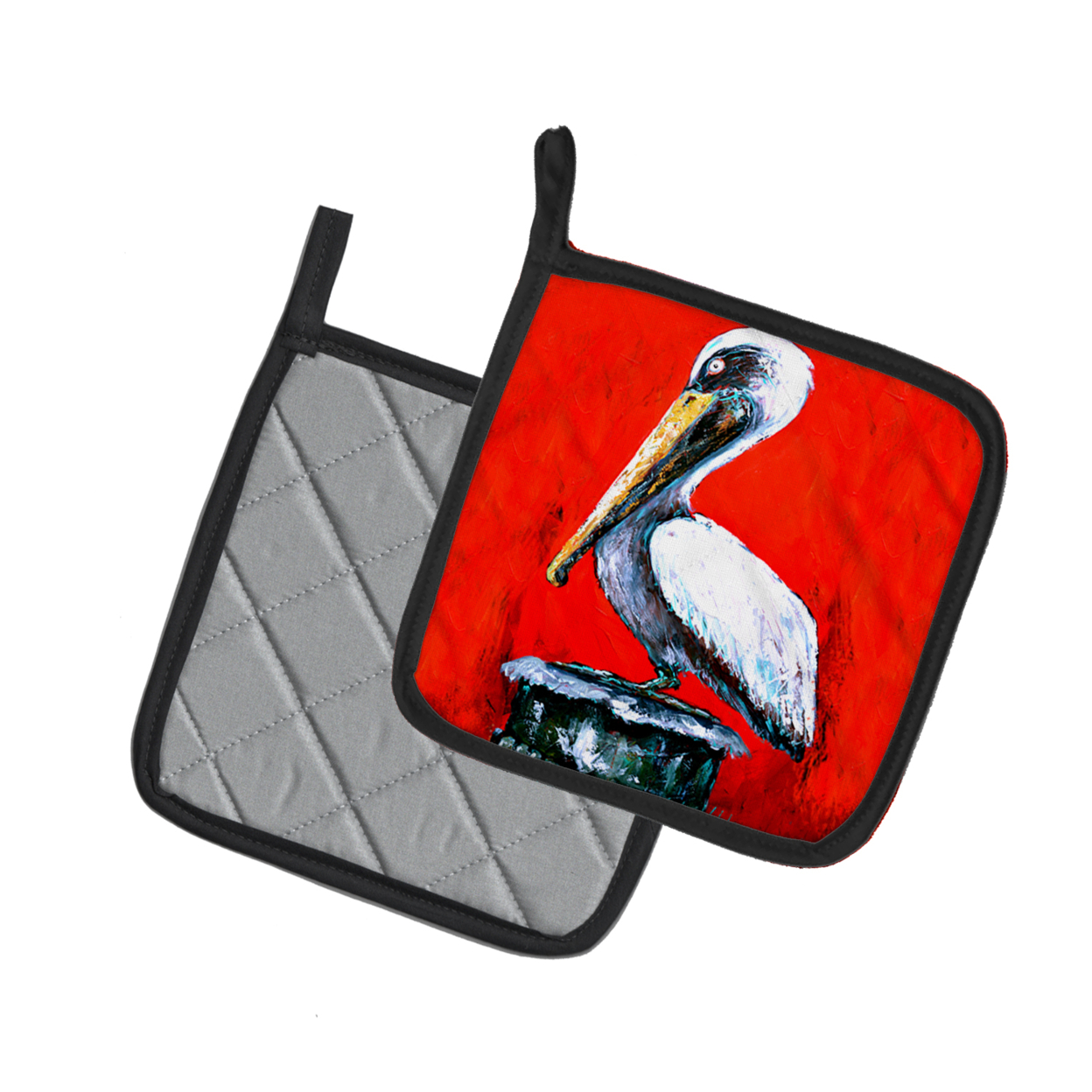 Caroline's Treasures Bird - Pelican Red Dawn Pair of Pot Holders