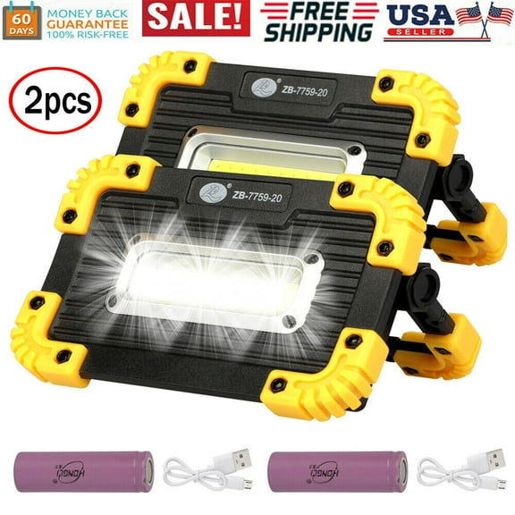 EROCK 2Pack LED COB Work Light USB Rechargeable Spotlight Floodlight Camping Emergency