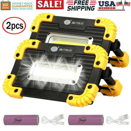 

Cocobaby 2Pack LED+COB Work Light USB Rechargeable Spotlight Floodlight Camping Emergency