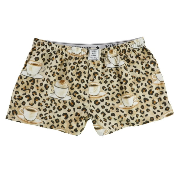 P.J. Salvage Womens Coffee Beans And Cup Pajama Shorts, Beige, Small