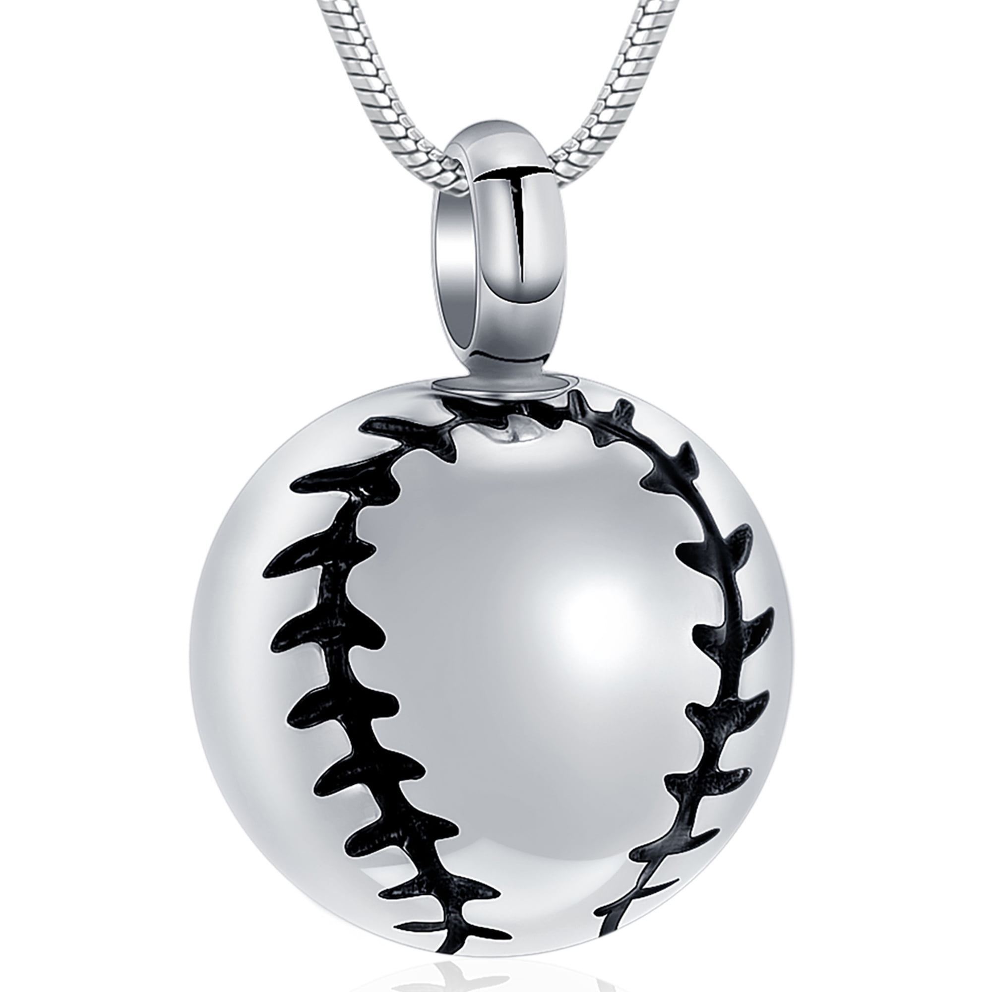 Baseball Urn Necklace for Ash Stainless Steel Cremation Jewelry Memorial Pendant Keepsake for Loved Ones