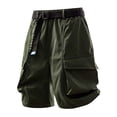 thumbnail image 2 of Man Solid-Color Loose Casual Large-Pocket Functional Waist Belt Work Pants Shorts Half Shorts Pants, 2 of 5