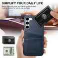thumbnail image 2 of SaniMore Case for Samsung Galaxy S24 6.2" 2024, Card Slots [Up to 2] Wear-resistant PU Leather Skin Shockproof PC Backplane Anti-fall Slim Lightweight Shell for Samsung Galaxy S24,  Blue, 2 of 5