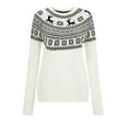 thumbnail image 3 of Pull de Noël pour Femmes Manches Longues Chaud Imprimé Graphique Tricoté Doux Cardigan Col Rond Mode Pull Mi-Longueur Blouse Ample, 3 of 7
