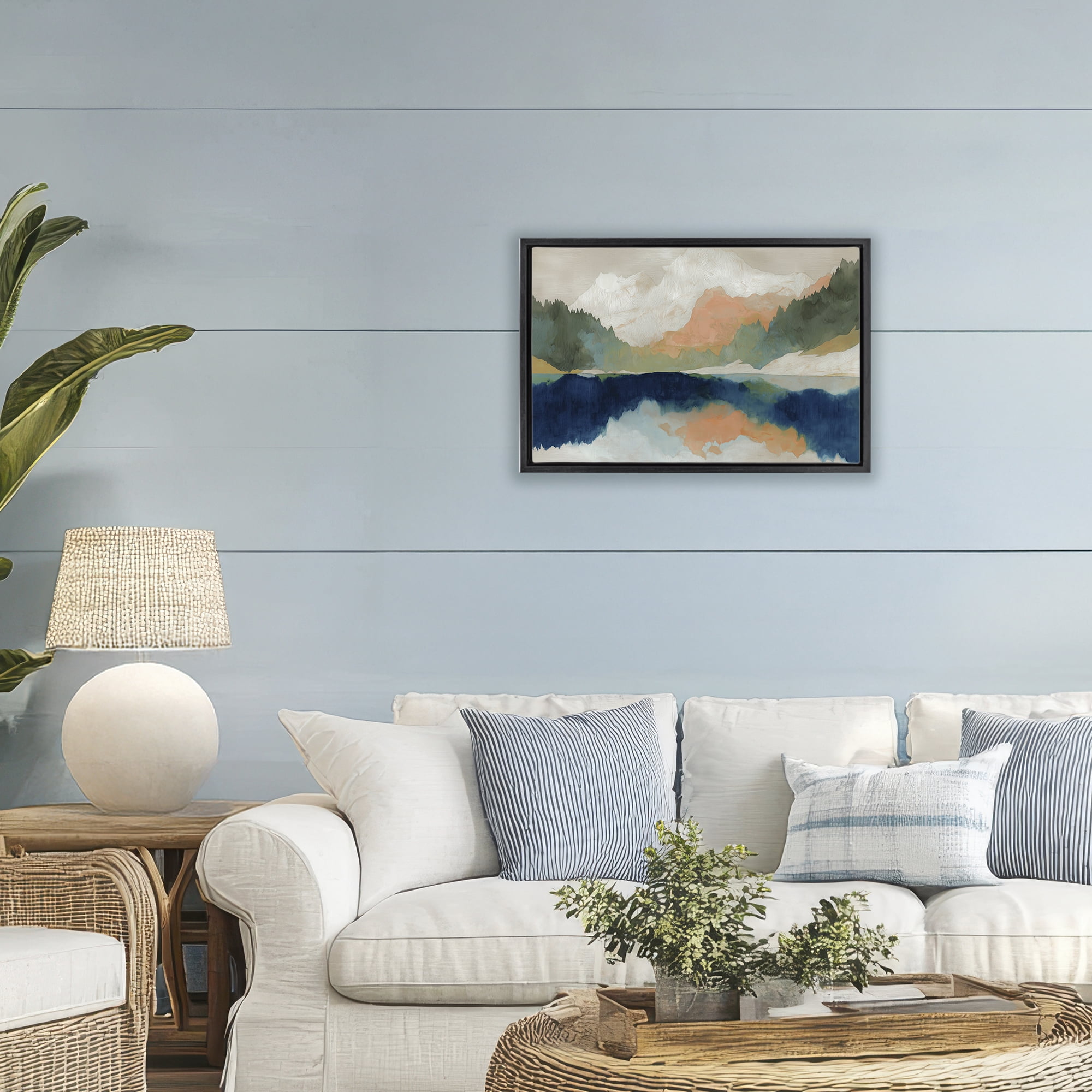 Stupell Industries Alpine Autumn Lake Reflection Black Framed Floater Canvas Wall Art, design by Chromatic Storm Studio