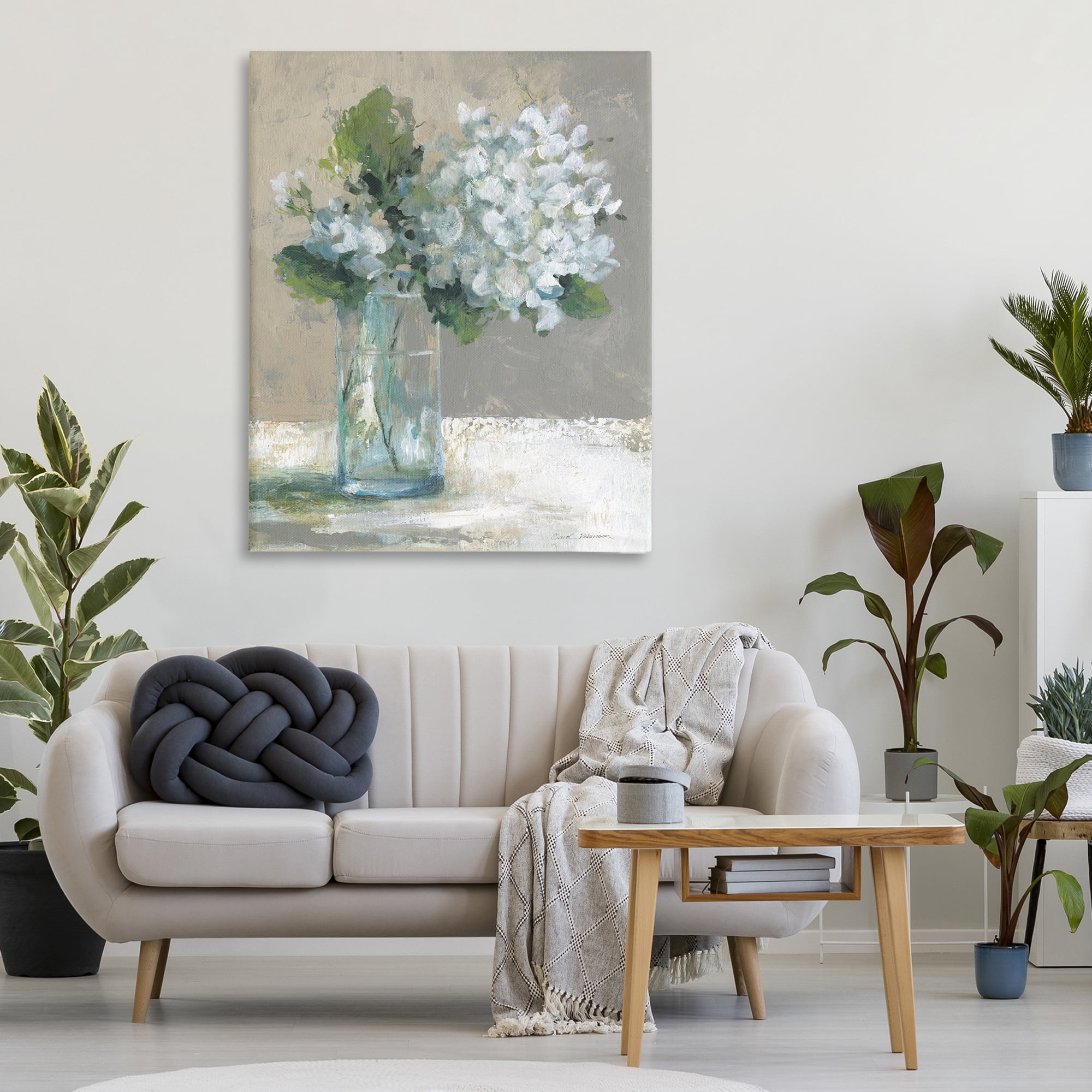Stupell Industries Serene White Hydrangeas in Glass Canvas Wall Art, design by Carol Robinson