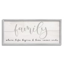 Stupell Industries Family Love Never Ends Sentiment Charming Typography, 13 x 30, Designed by Daphne Polselli