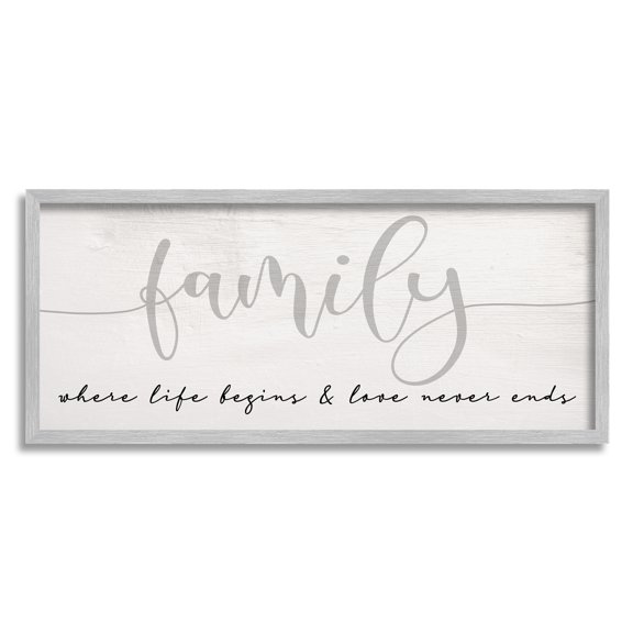 Stupell Industries Family Love Never Ends Sentiment Charming Typography, 13 x 30, Designed by Daphne Polselli