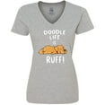 thumbnail image 3 of Inktastic Doodle Life is Ruff Golden Doodle Women's V-Neck T-Shirt, 3 of 5