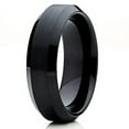 thumbnail image 2 of Silly Kings 6mm Black Brushed Tungsten Carbide Wedding Ring Polished Beveled Edges Mens Womens Band 11 11, 2 of 4