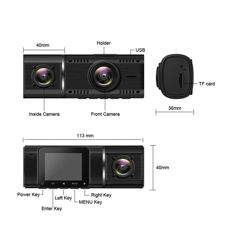LAMTTO Dual Dash Cam Front and Inside 1080P Dash Camera for Cars 1.5  Display 170° Wide Angle Car Camera Driver Recorder with Motion Detection