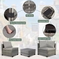 thumbnail image 4 of 7 Piece Patio Furniture Sets Outdoor Sectional PE Rattan Outdoor Furniture Patio Conversation Set with Cushions and Glass Coffee Table, for Balcony Lawn and Garden, Gray, 4 of 10